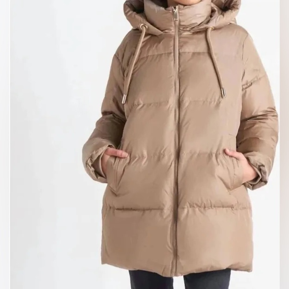Dex Outerwear hooded puffer winter coat in XL, beige